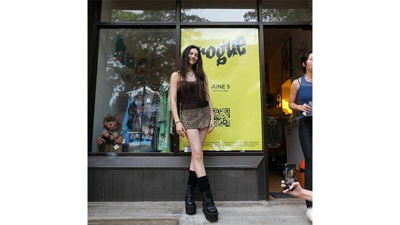 Founder and Rogue Garms shop front, New York vintage shop