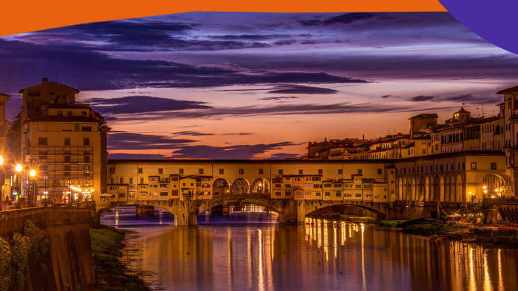 Image of the Ponte Vecchio in Florence at night