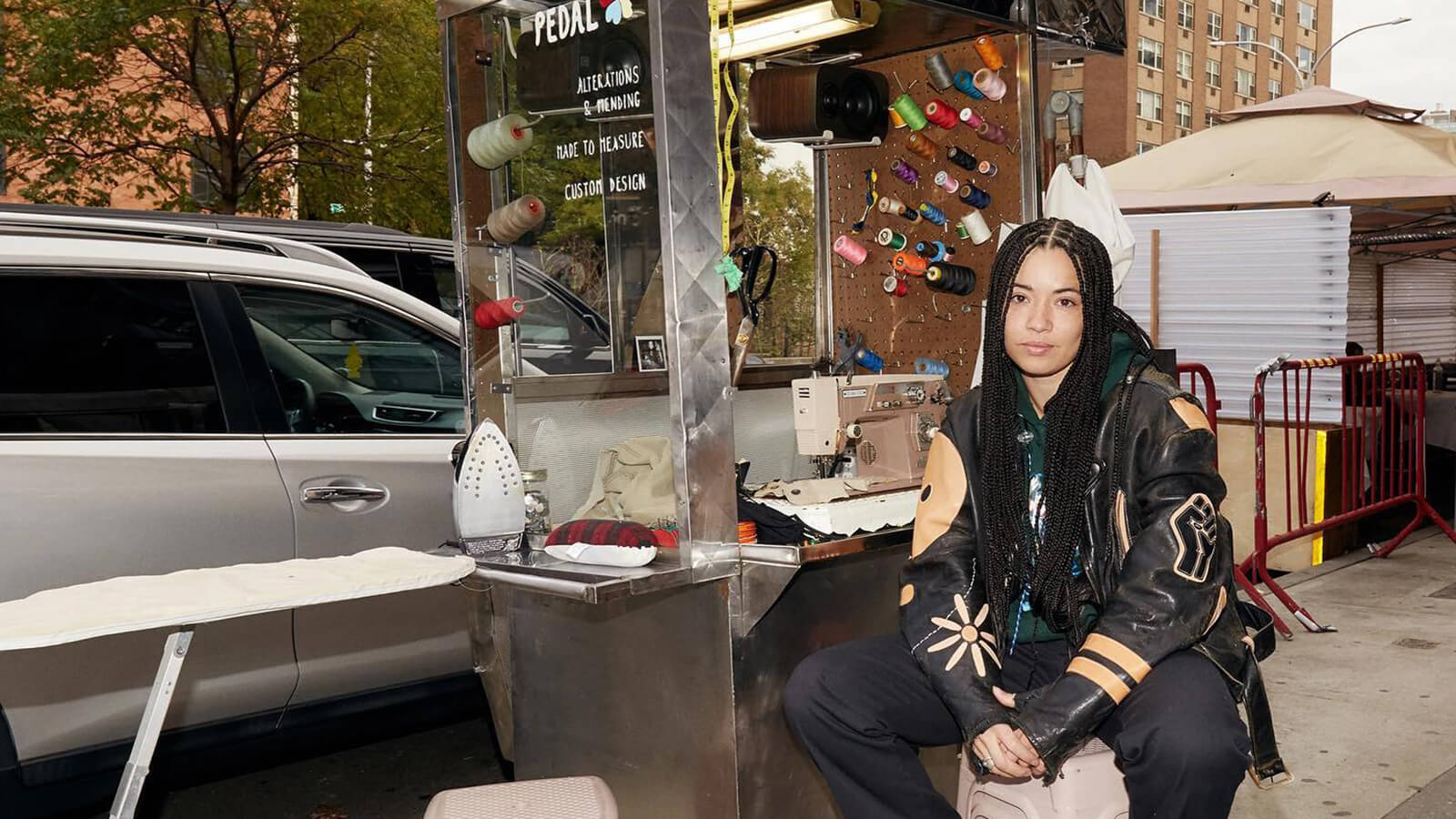 Makayla Wray at her tailoring truck, Pedal