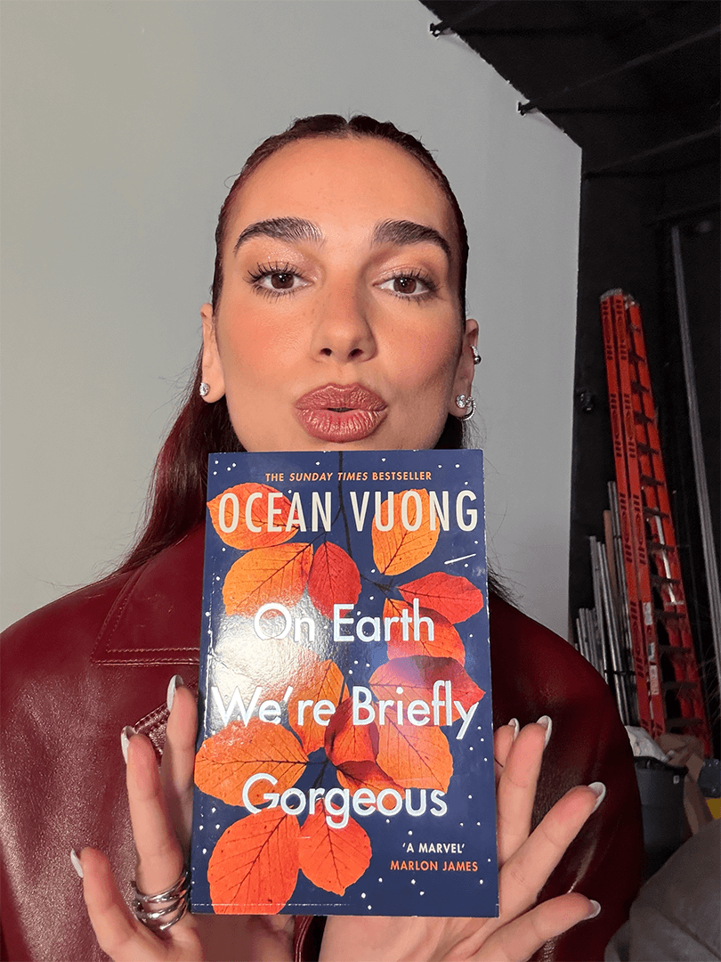 Dua Lipa with On Earth We're Briefly Gorgeous - her Monthly Read for November